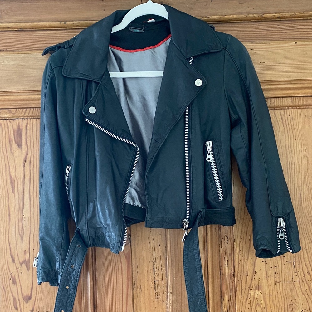 Doma Black Leather Jacket with Silver Accents